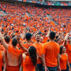 A sea of shirtless orange-painted fans in Boone Pickens Stadium