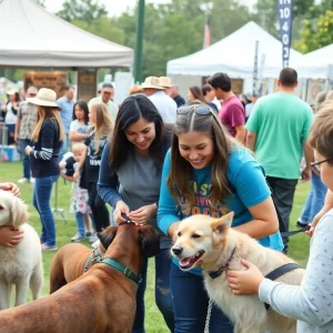 Families engaging with animals at Skiatook animal rescue fundraiser