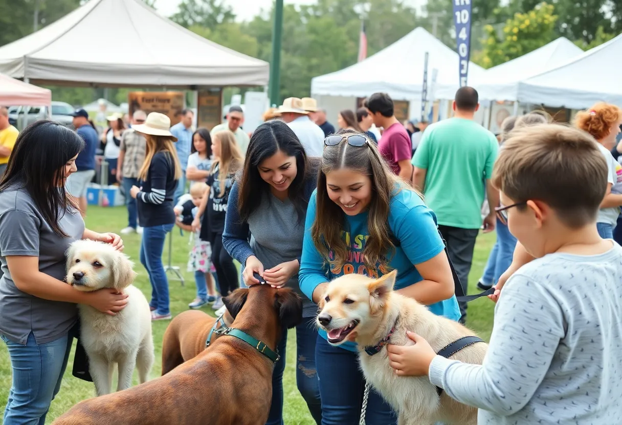Families engaging with animals at Skiatook animal rescue fundraiser