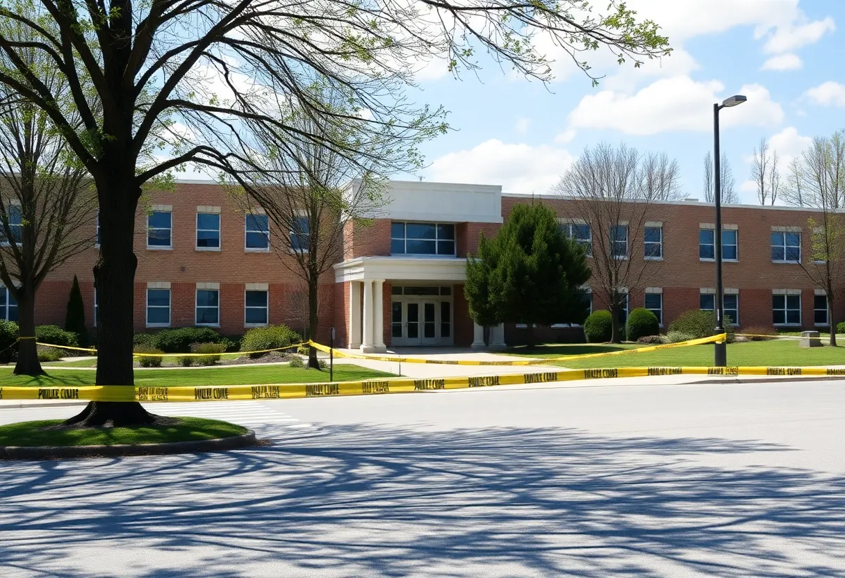 Police presence outside Star Spencer High School during lockdown