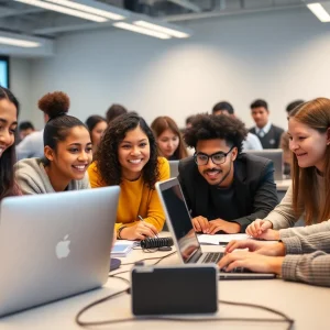 Students participating in cybersecurity hands-on training