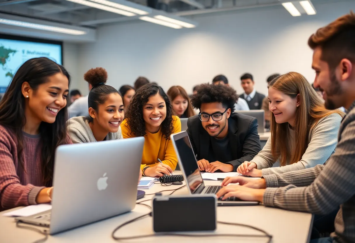 Students participating in cybersecurity hands-on training