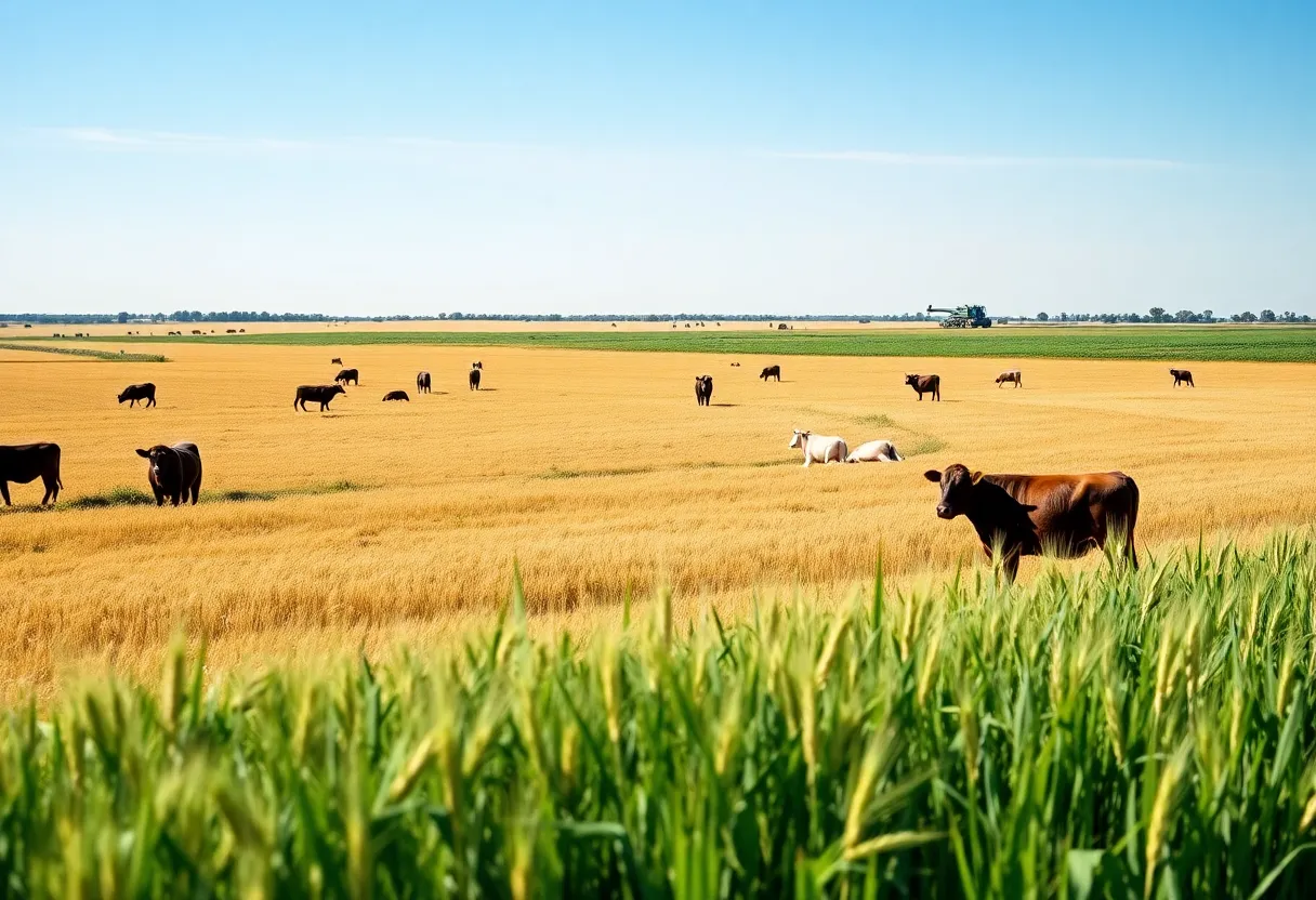 Farmers utilizing precision farming tools in wheat and cattle production in Enid, Oklahoma.