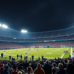 Football players on the field during the Texas Tech vs Oklahoma State game.