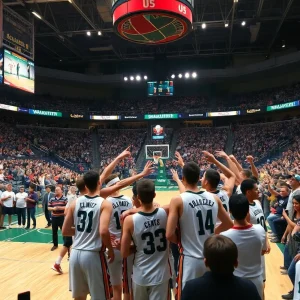 Oklahoma City Thunder players celebrating after their victory against the Atlanta Hawks.