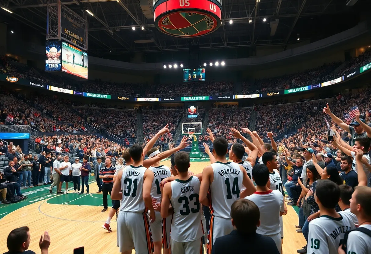 Oklahoma City Thunder players celebrating after their victory against the Atlanta Hawks.