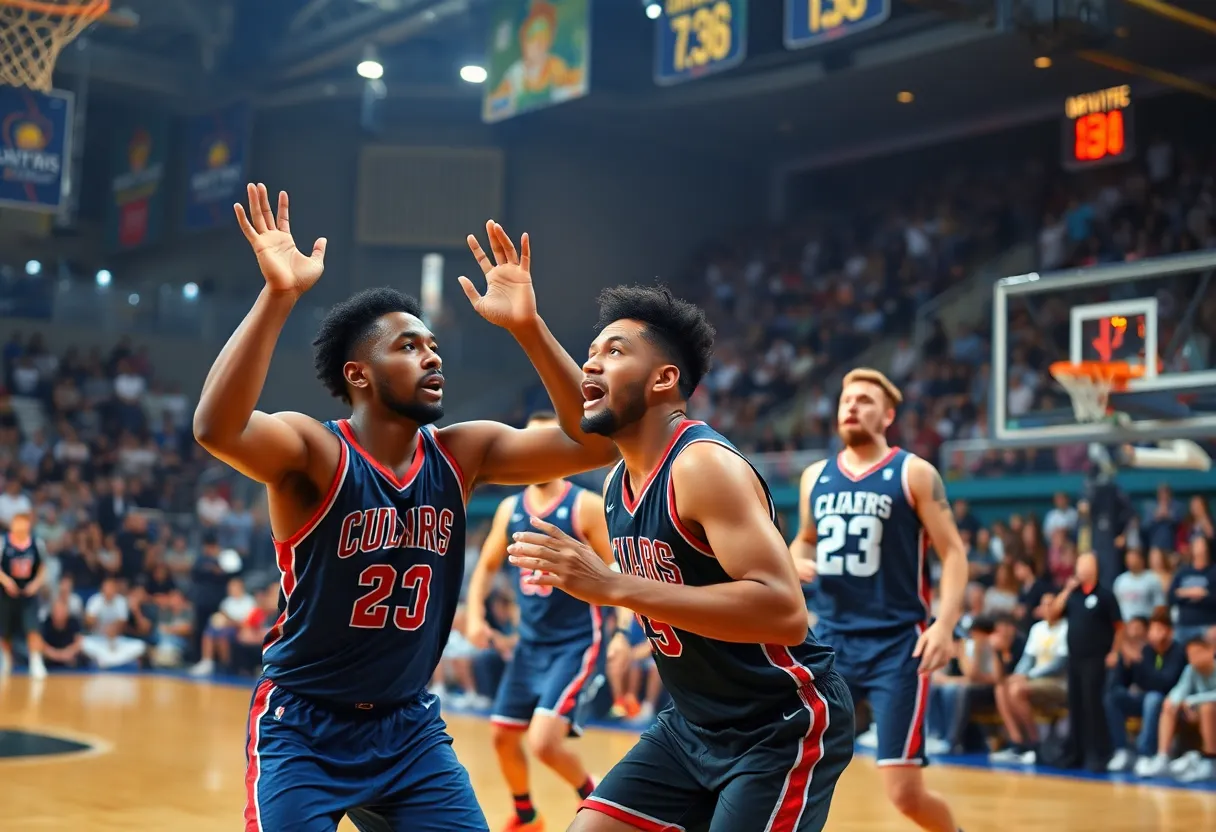 Oklahoma City Thunder players competing against the Houston Rockets in their season opener.