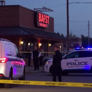 Police at the scene of a shooting outside a Tulsa County bar