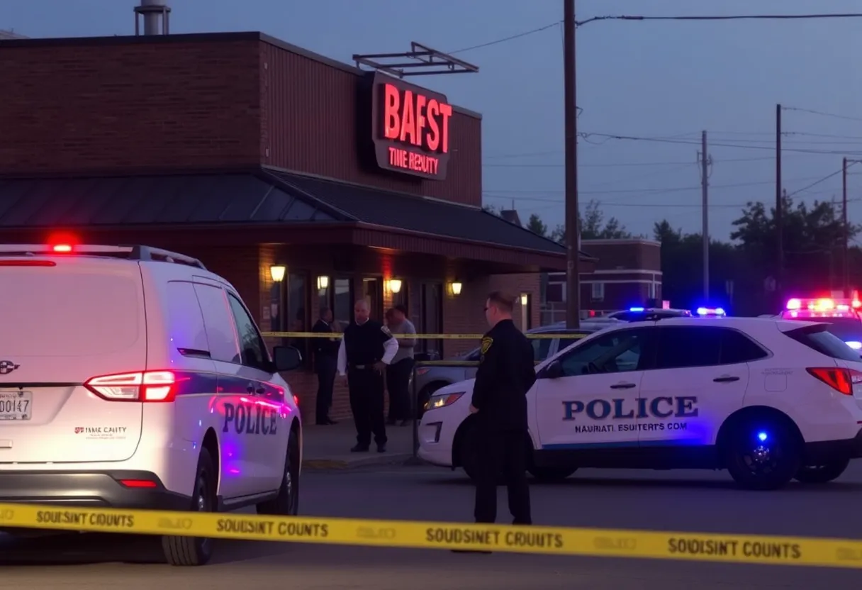 Police at the scene of a shooting outside a Tulsa County bar