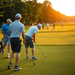 Amateur golfers competing on a sunny day at The Patriot Golf Course in Tulsa, Oklahoma
