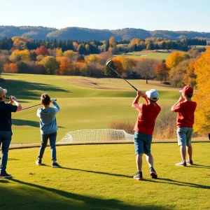 Young golfers participating in a junior golf competition at LaFortune Park
