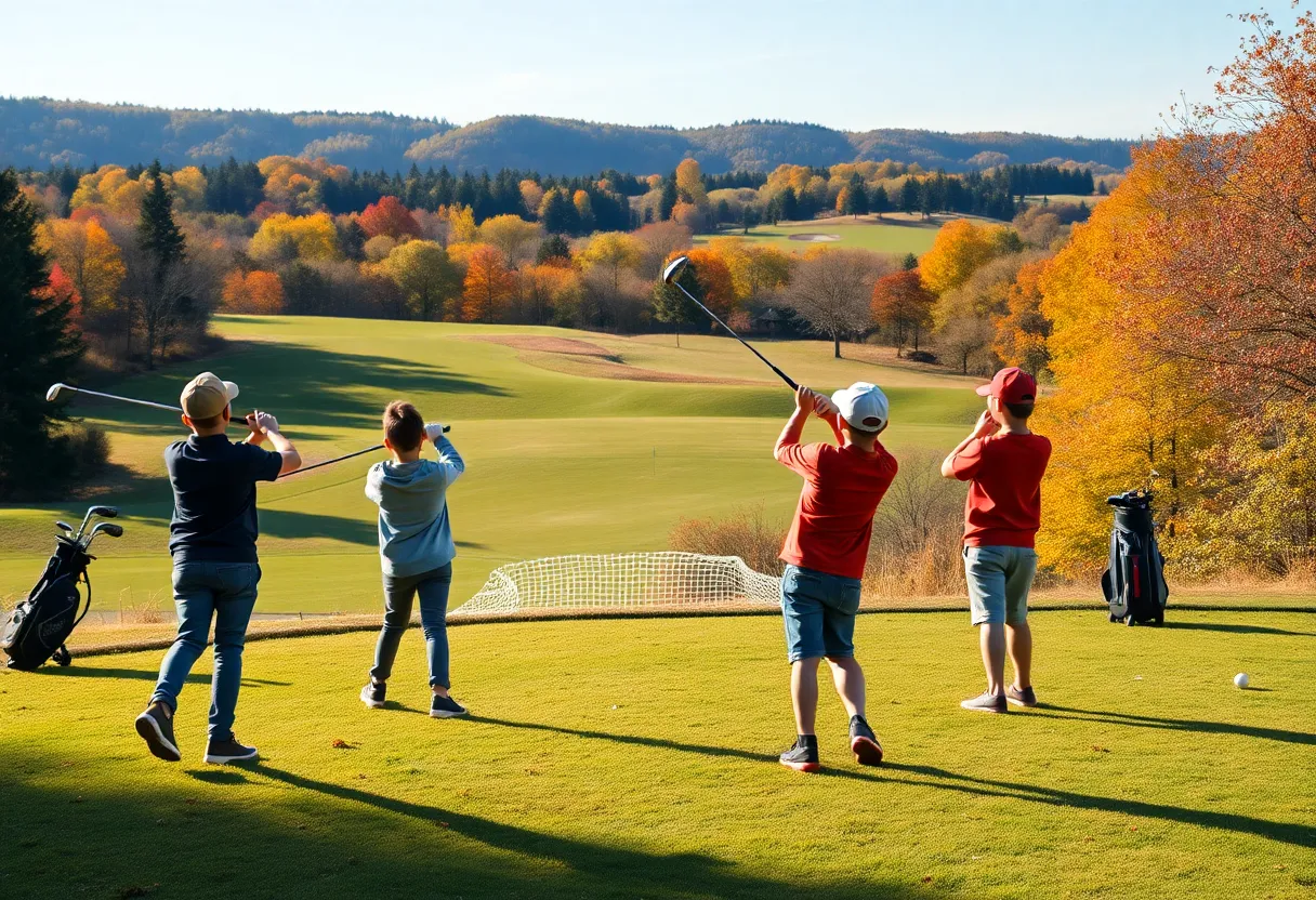 Young golfers participating in a junior golf competition at LaFortune Park