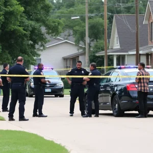 Police officers investigating a shooting scene in Tulsa County