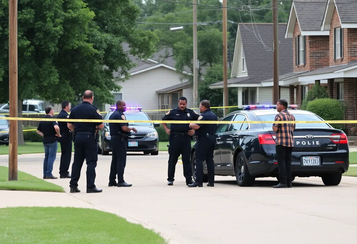 Police officers investigating a shooting scene in Tulsa County