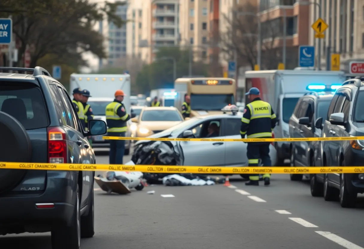 Emergency responders at the scene of a traffic collision in Tulsa