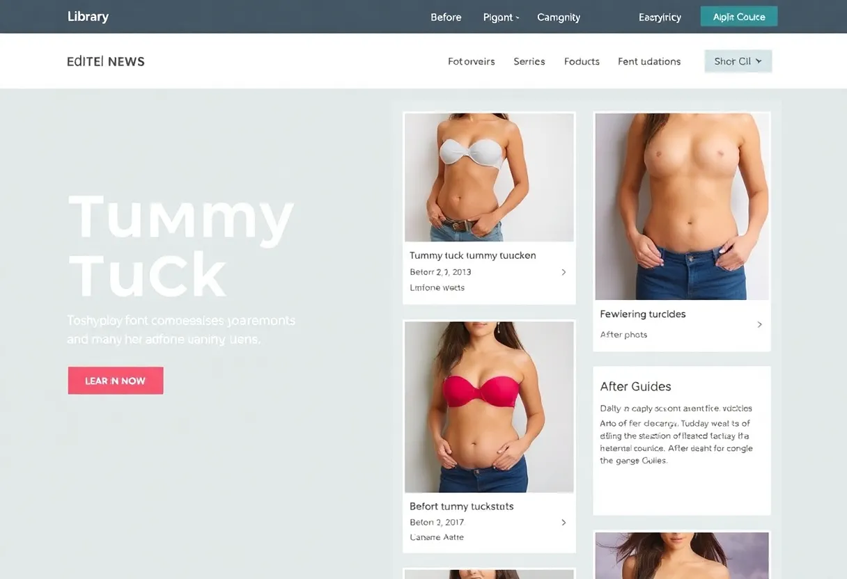 Screenshot of the Tummy Tuck Resource Library interface on Oklahoma Plastic Surgeons website.