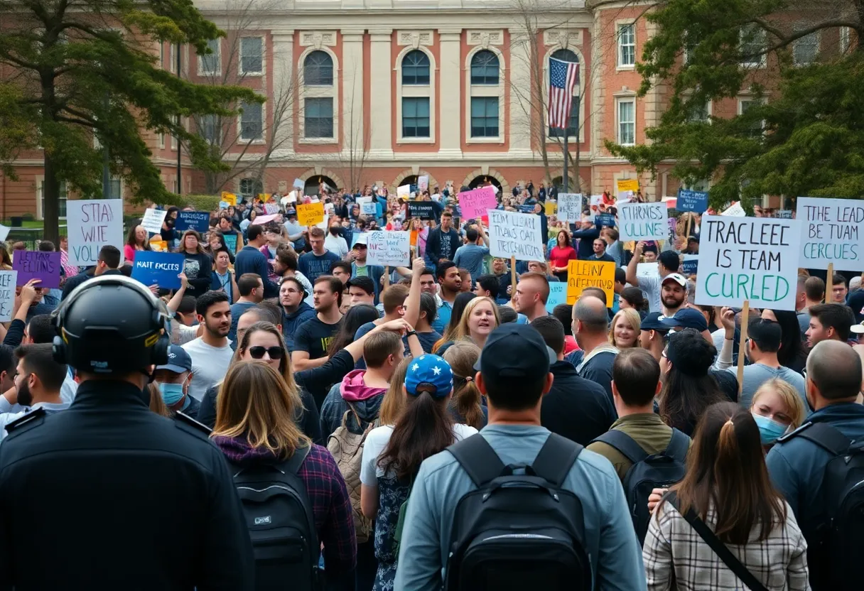 Crowd at Turning Point USA event with security at University of Oklahoma