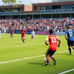 UCO Bronchos soccer team playing against East Central University
