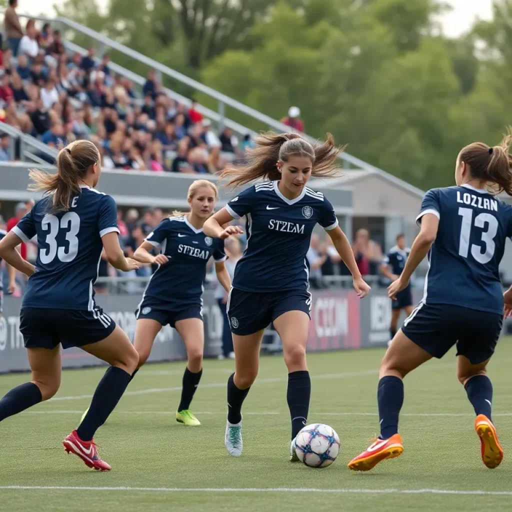 UCO Bronchos women's soccer team playing in a match
