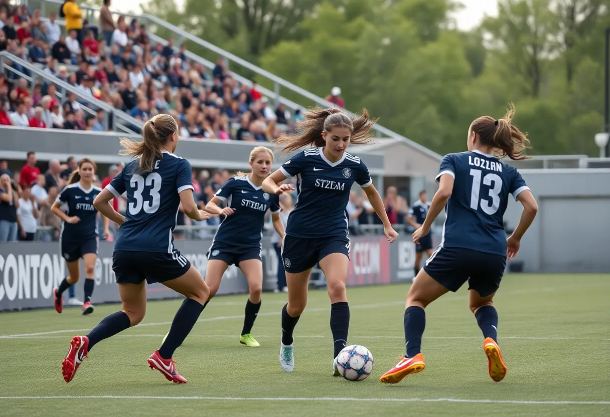 UCO Bronchos women's soccer team playing in a match