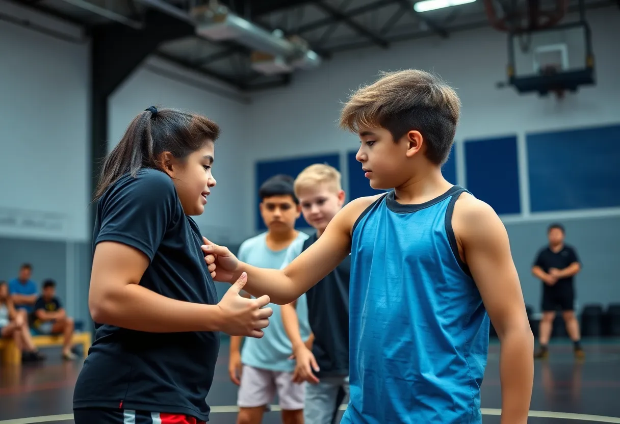 Wrestling training session at UCO's modern facility