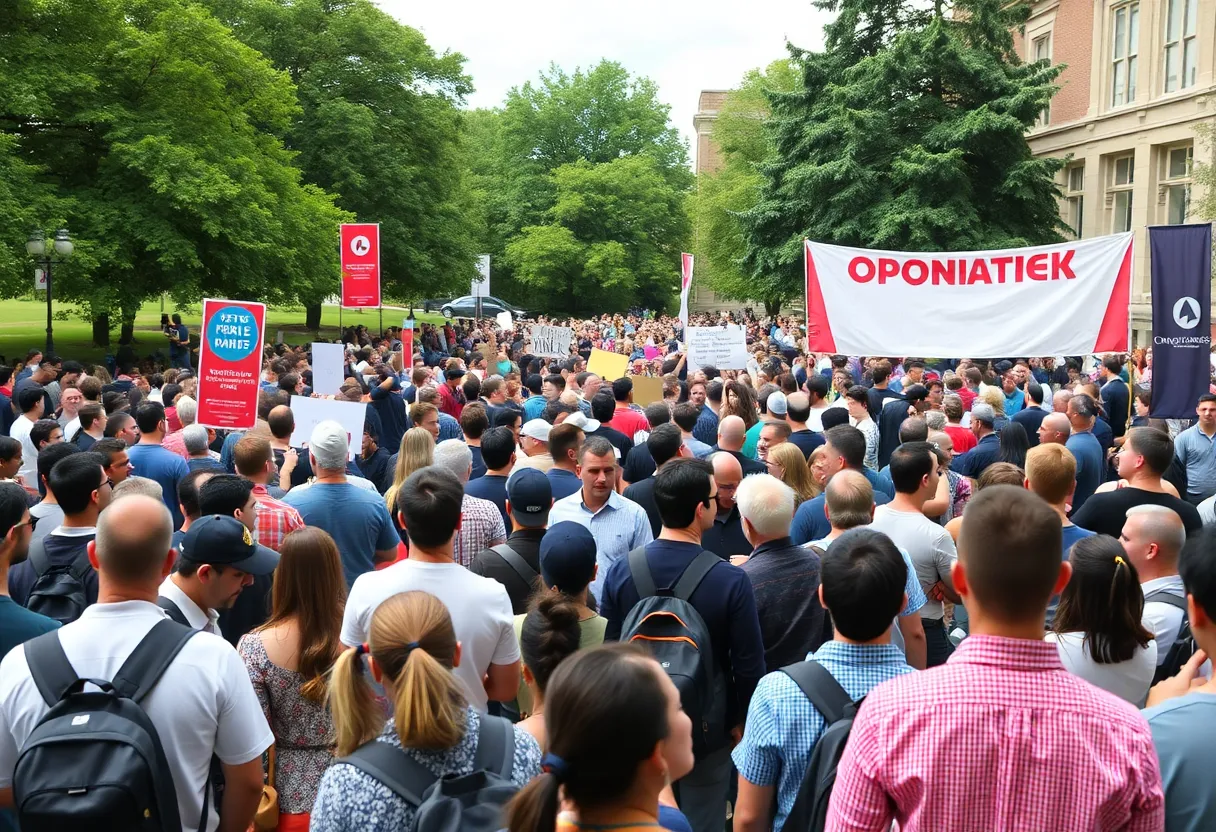 Crowd at the University of Oklahoma event with security