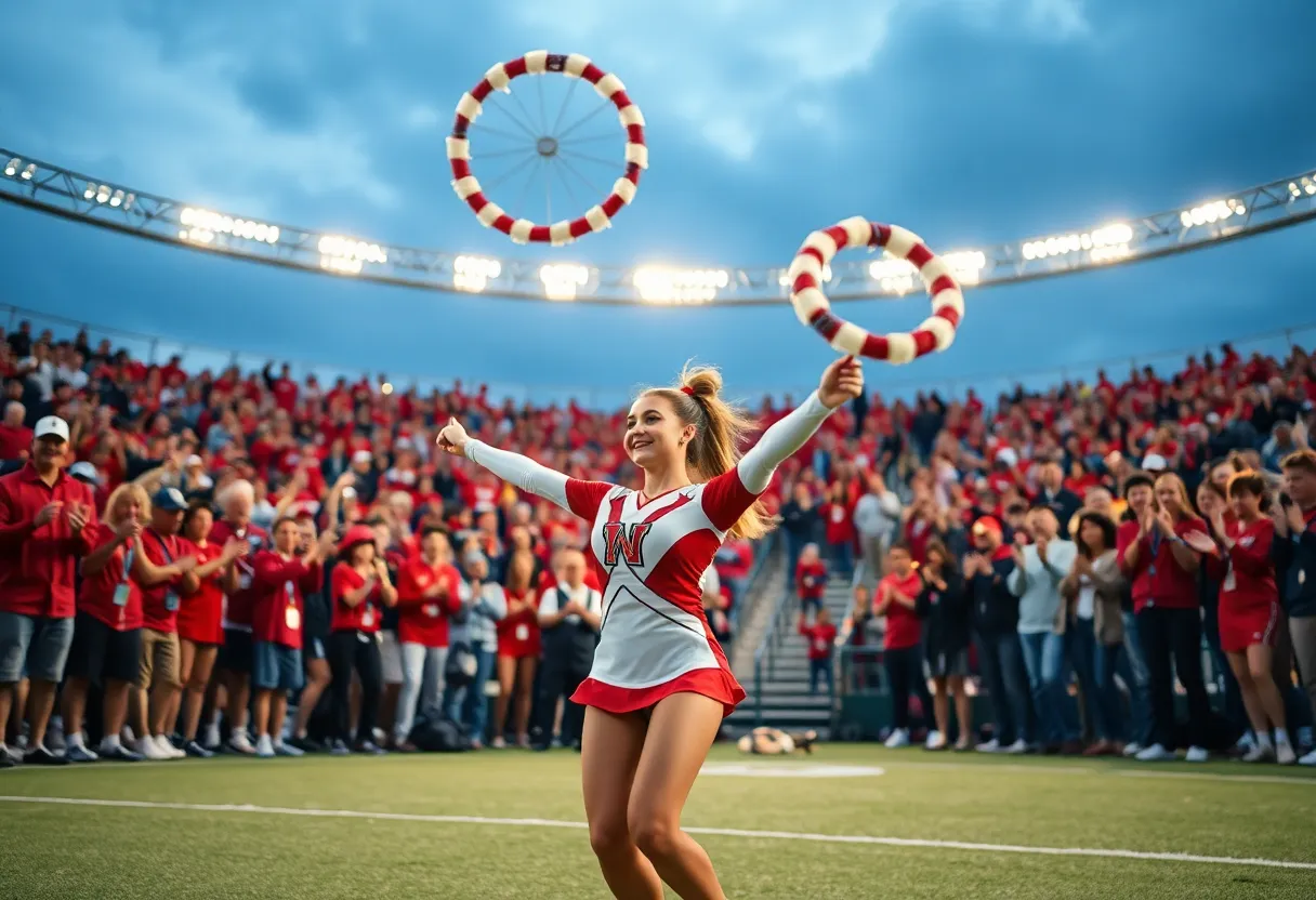 Twirler performing at game celebration