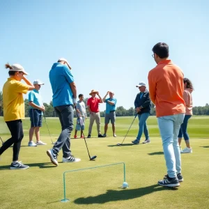 Young golfers participating in a clinic in Oklahoma.