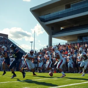 Carl Albert Titans celebrating their win in OSSAA 5A Semifinals