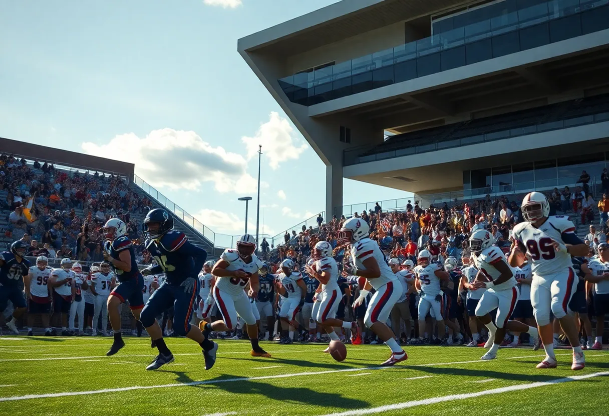 Carl Albert Titans celebrating their win in OSSAA 5A Semifinals