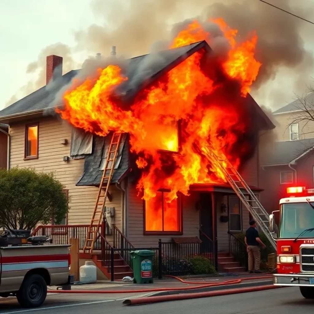 Fire crews attending a house fire in southwest Oklahoma City
