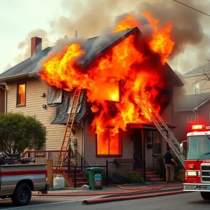 Fire crews attending a house fire in southwest Oklahoma City