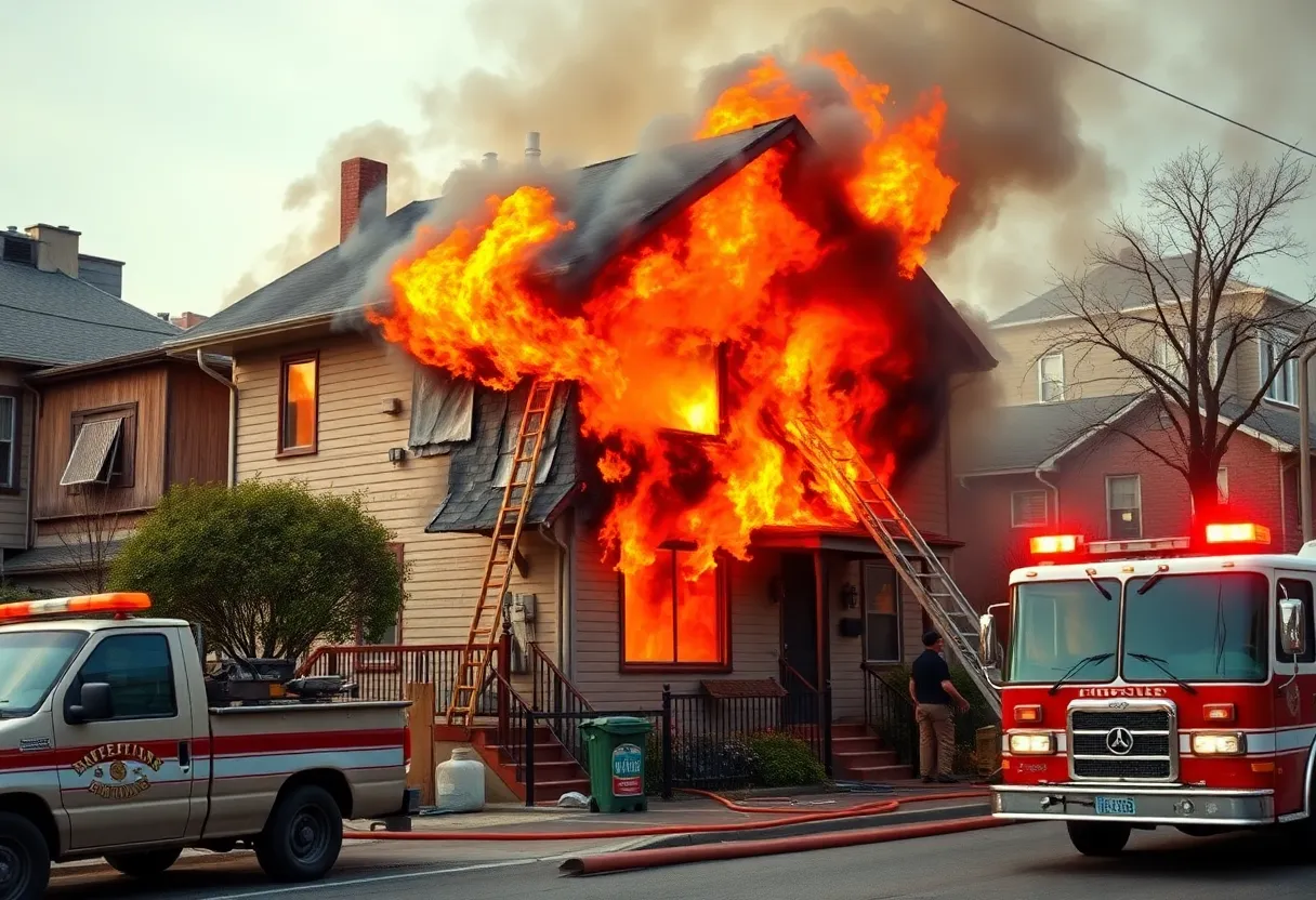 Fire crews attending a house fire in southwest Oklahoma City