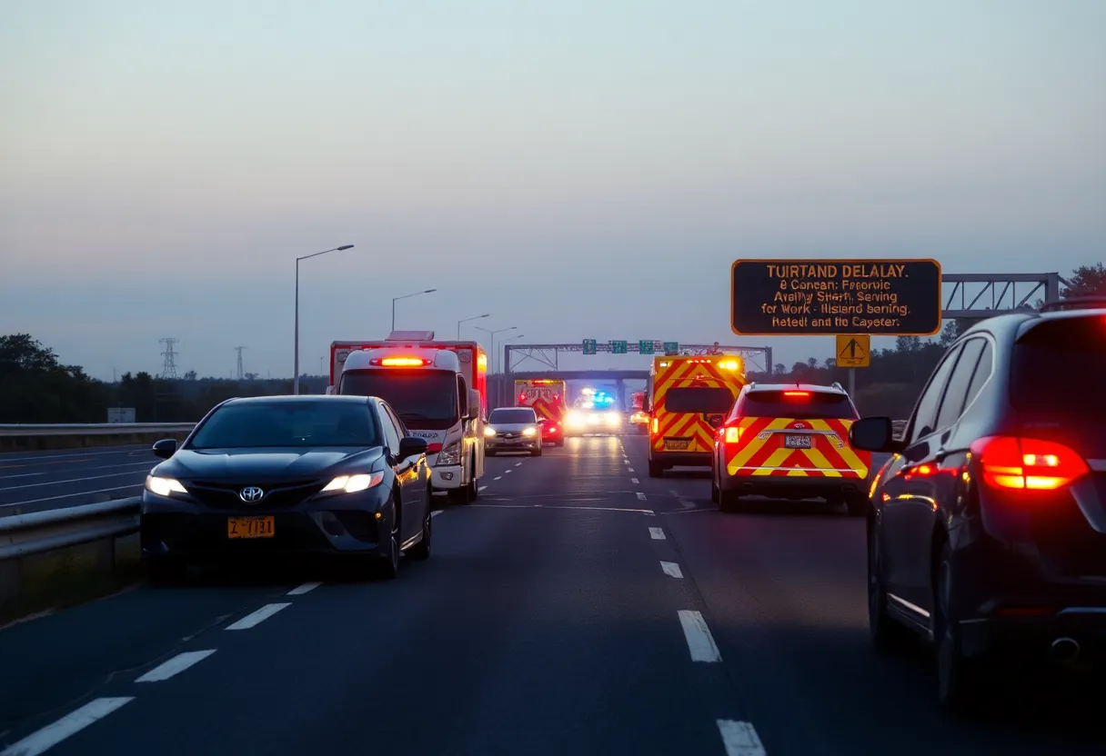 Scene of an injury accident on EB I-40 at S Meridian Ave with emergency vehicles present.