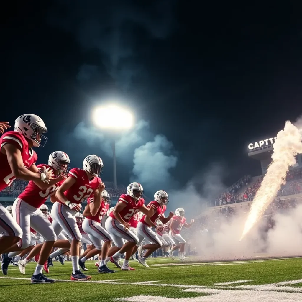 Players from Iowa State and Oklahoma State competing during a college football game.