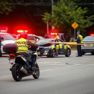 Police motorcycle accident scene.