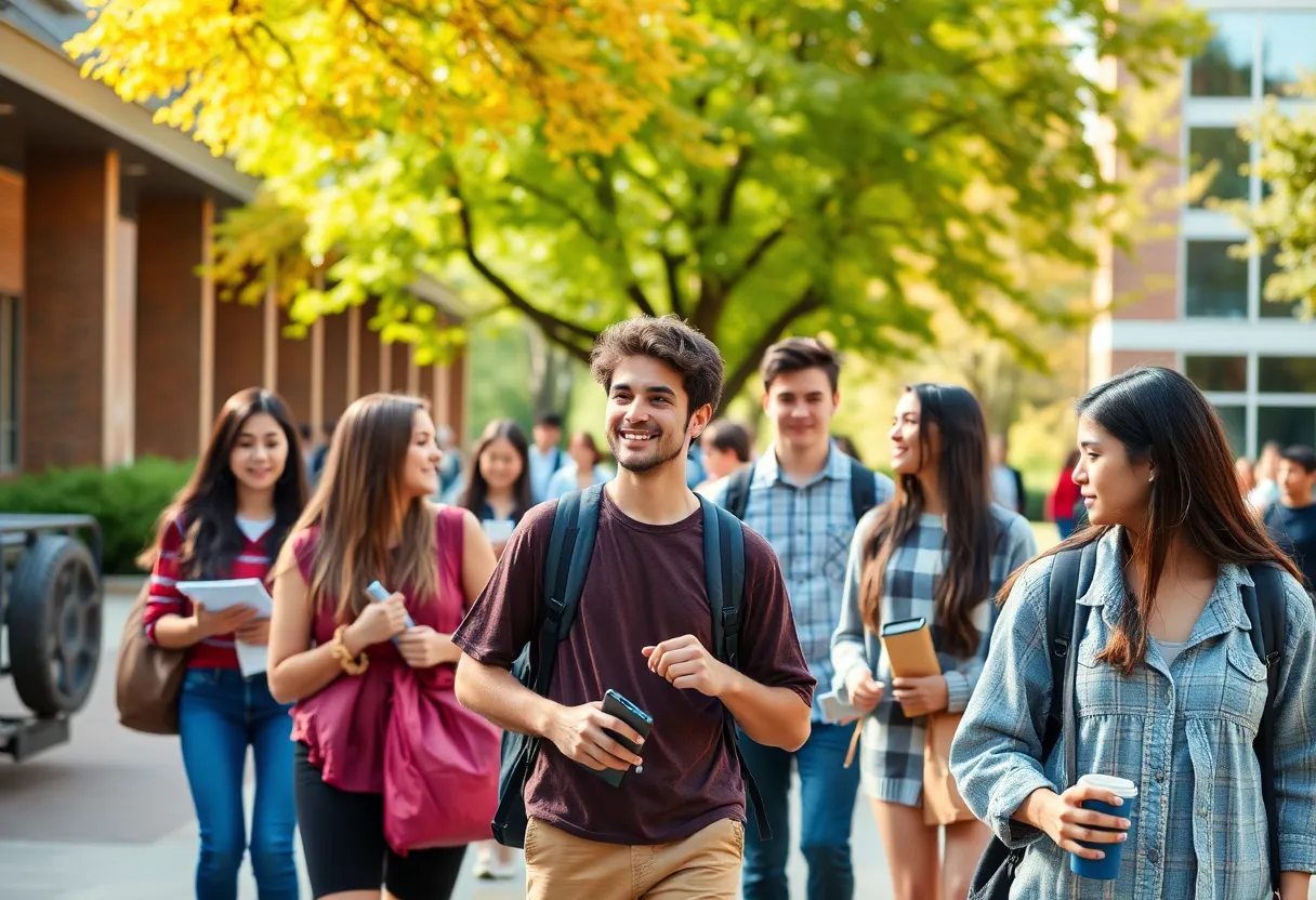 Students on campus at Northern Oklahoma College participating in academic activities.