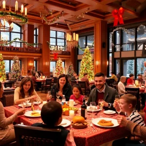Families enjoying holiday festivities at OKANA Resort