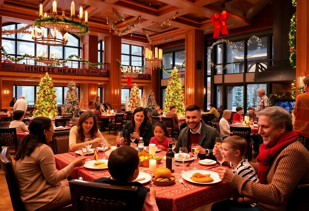 Families enjoying holiday festivities at OKANA Resort