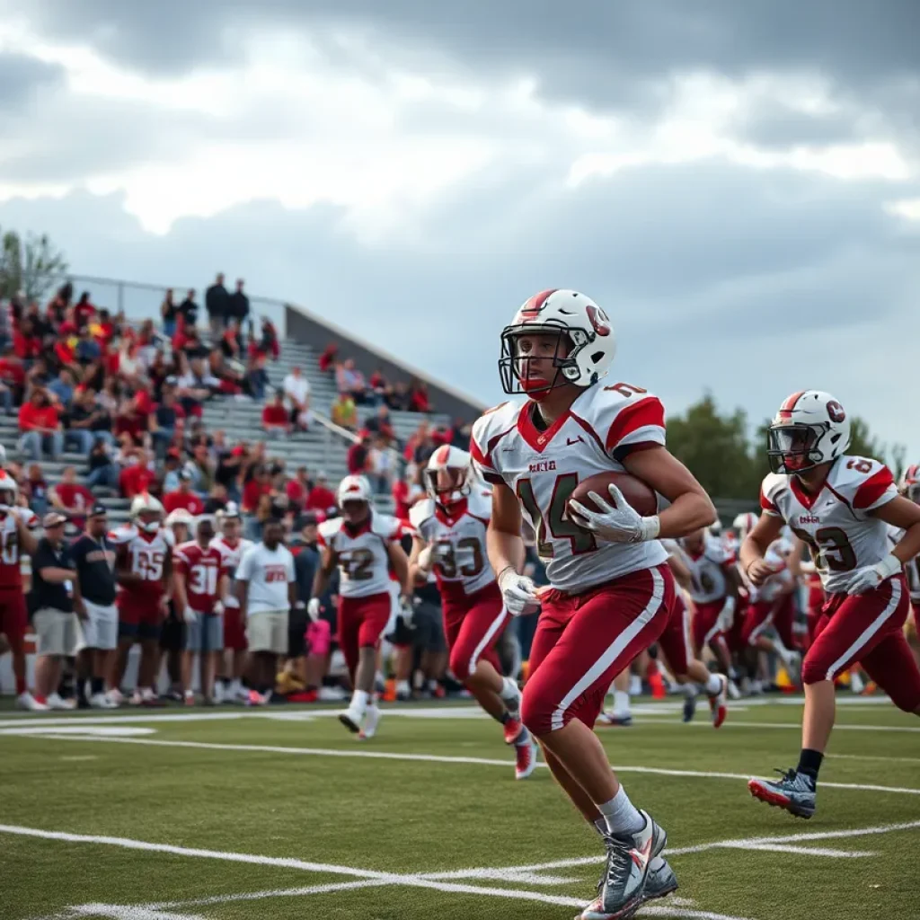 Okeene Whippets football team in action during a game.