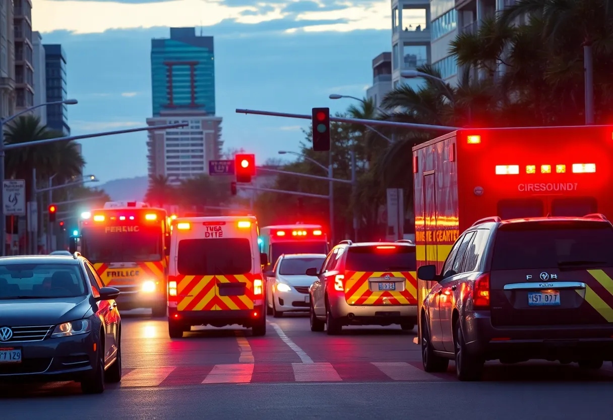 Emergency services responding to a traffic incident in Oklahoma City