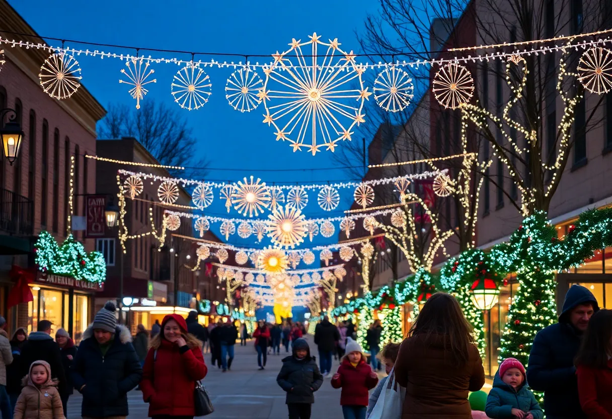 Vibrant holiday scene in Oklahoma City with families enjoying festivities.