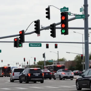 Emergency response at an intersection in Oklahoma City