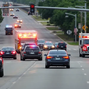 Traffic collision scene at SW 134th St and S Santa Fe Ave in Oklahoma City