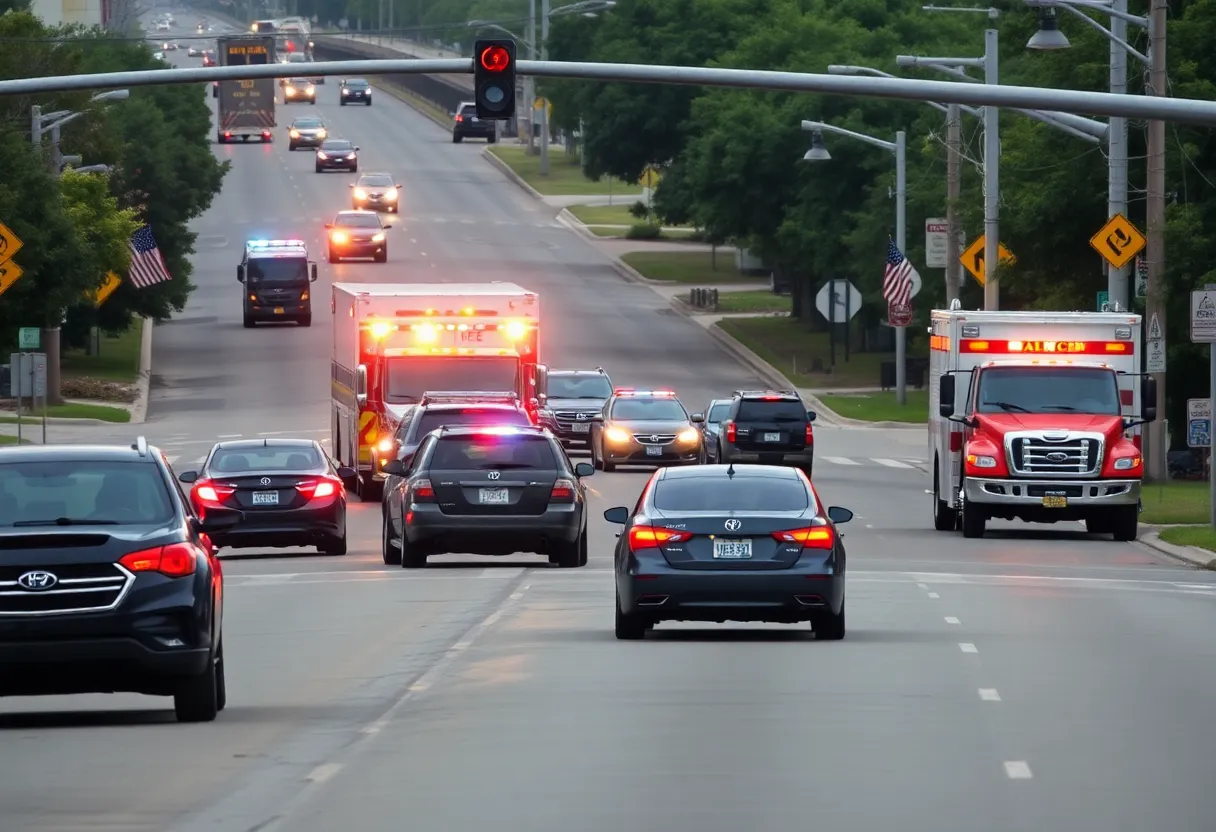 Traffic collision scene at SW 134th St and S Santa Fe Ave in Oklahoma City