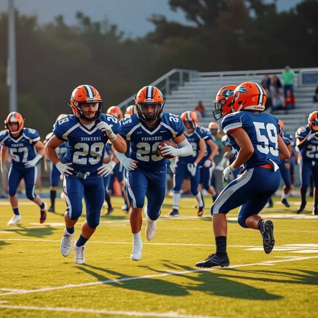 Oklahoma high school football players competing in a game