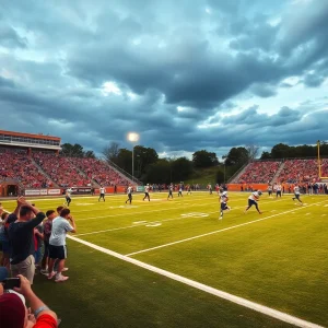 Scene from an Oklahoma high school football game during the semifinals
