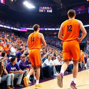 Oklahoma State Cowboys and Northwestern Wildcats in a basketball game