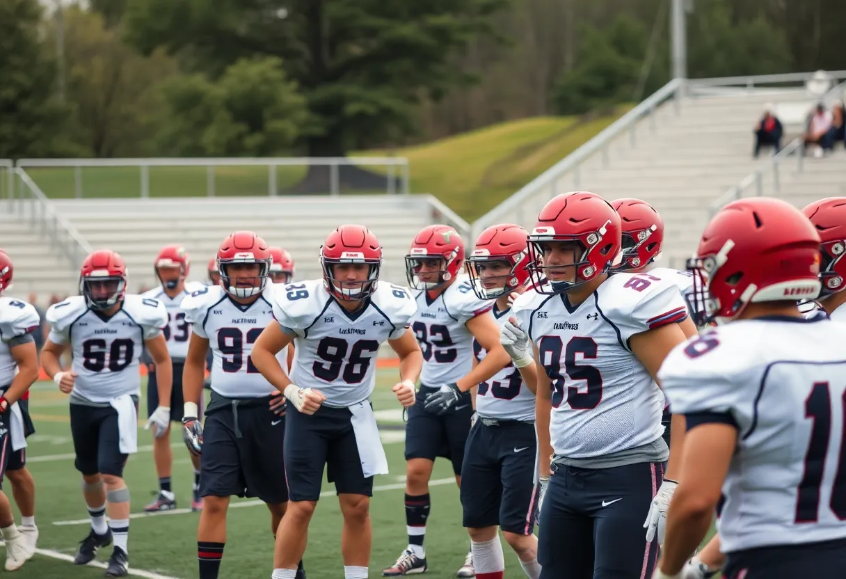 Oklahoma State football team practicing for their season finale