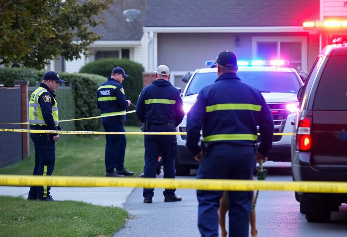 Emergency responders attending to victims of a pit bull attack in Alton, IL.